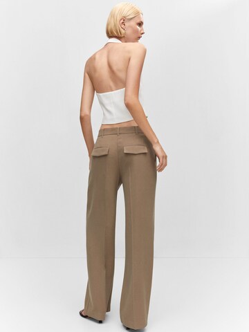 MANGO Wide leg Pleated Pants 'Carlos' in Brown