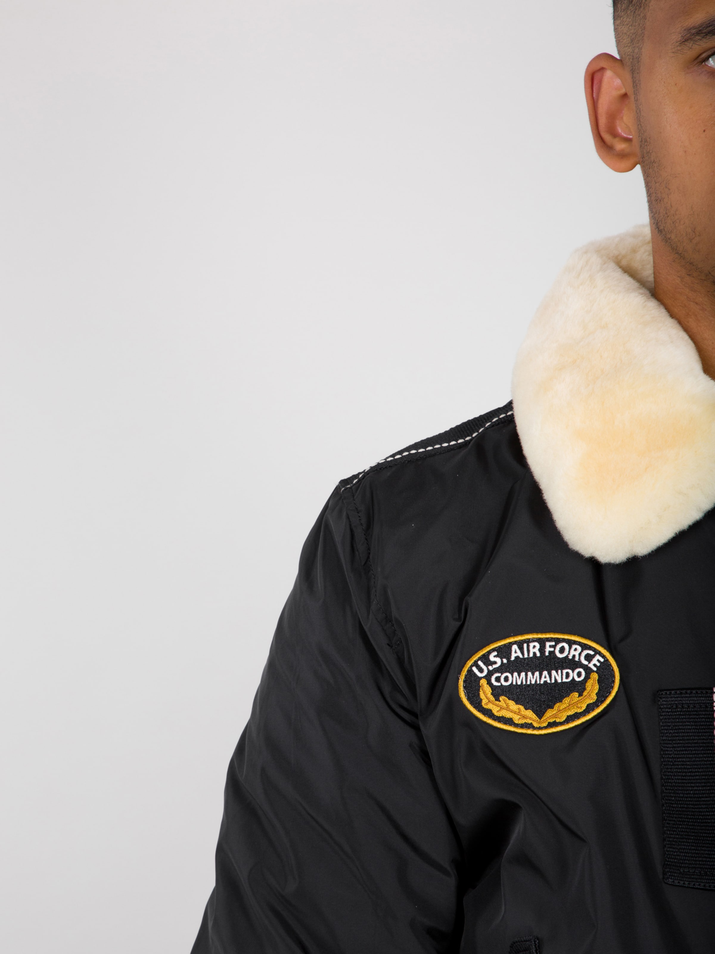 ALPHA INDUSTRIES Winter Jacket Injector III Air Force in Black ABOUT YOU