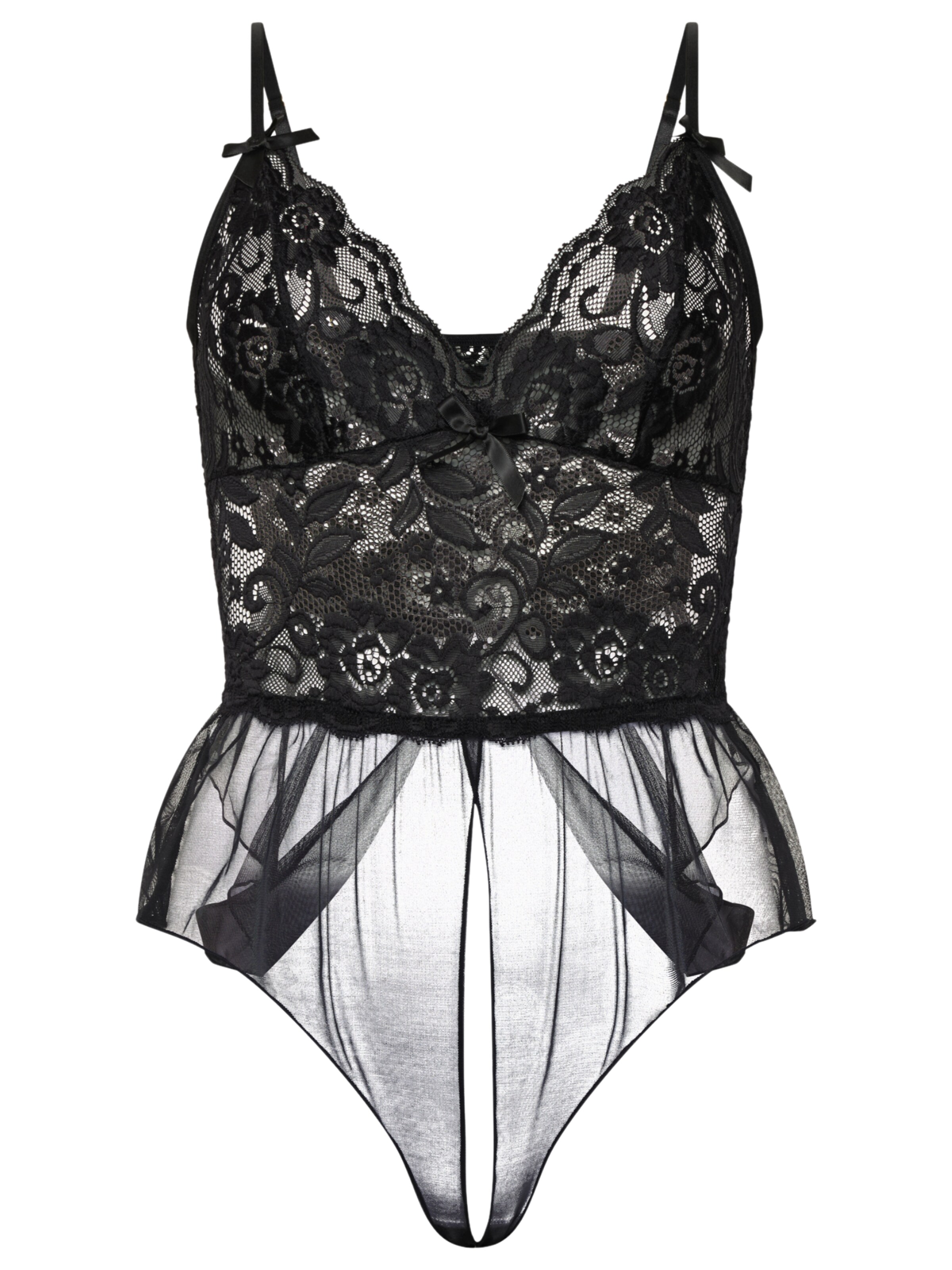 Orchibelle Lingerie Bodysuit 'Ouvert' in Black: front
