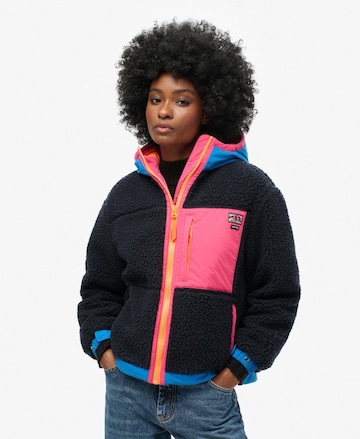 Superdry Fleece jas in Blauw: voorkant