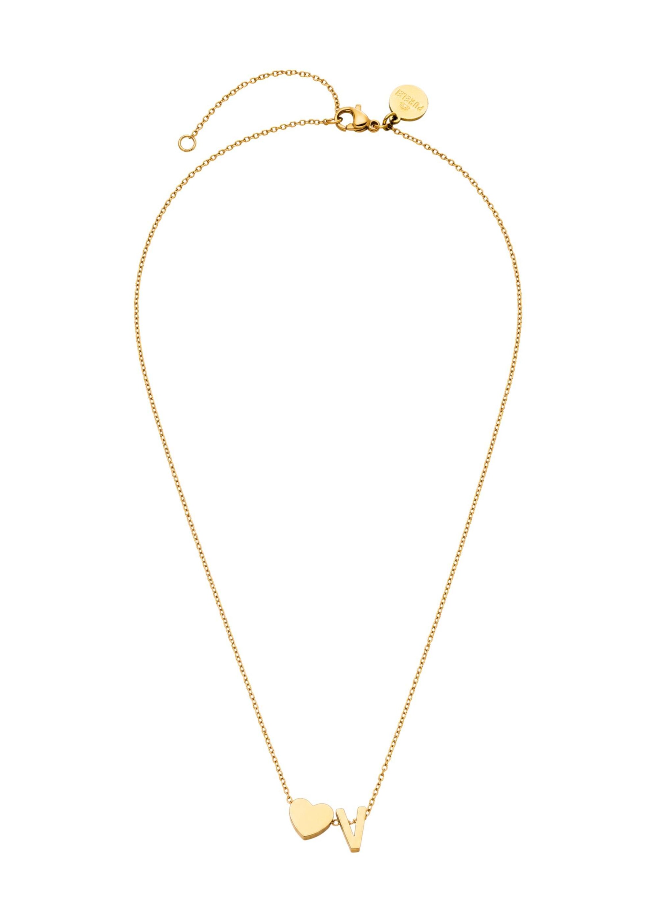 PURELEI - Cadena 'Letter Heart V' en oro: frente