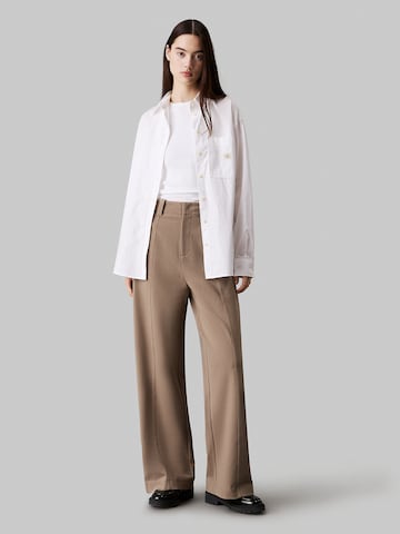 Calvin Klein Jeans Wide leg Pleat-front trousers 'Milano' in Beige