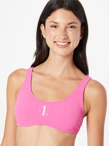 Calvin Klein Swimwear Bralette Bikini Top in Pink: front