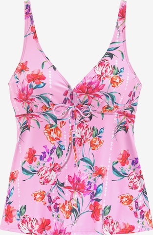 SUNSEEKER Triangle Tankini Top in Pink: front