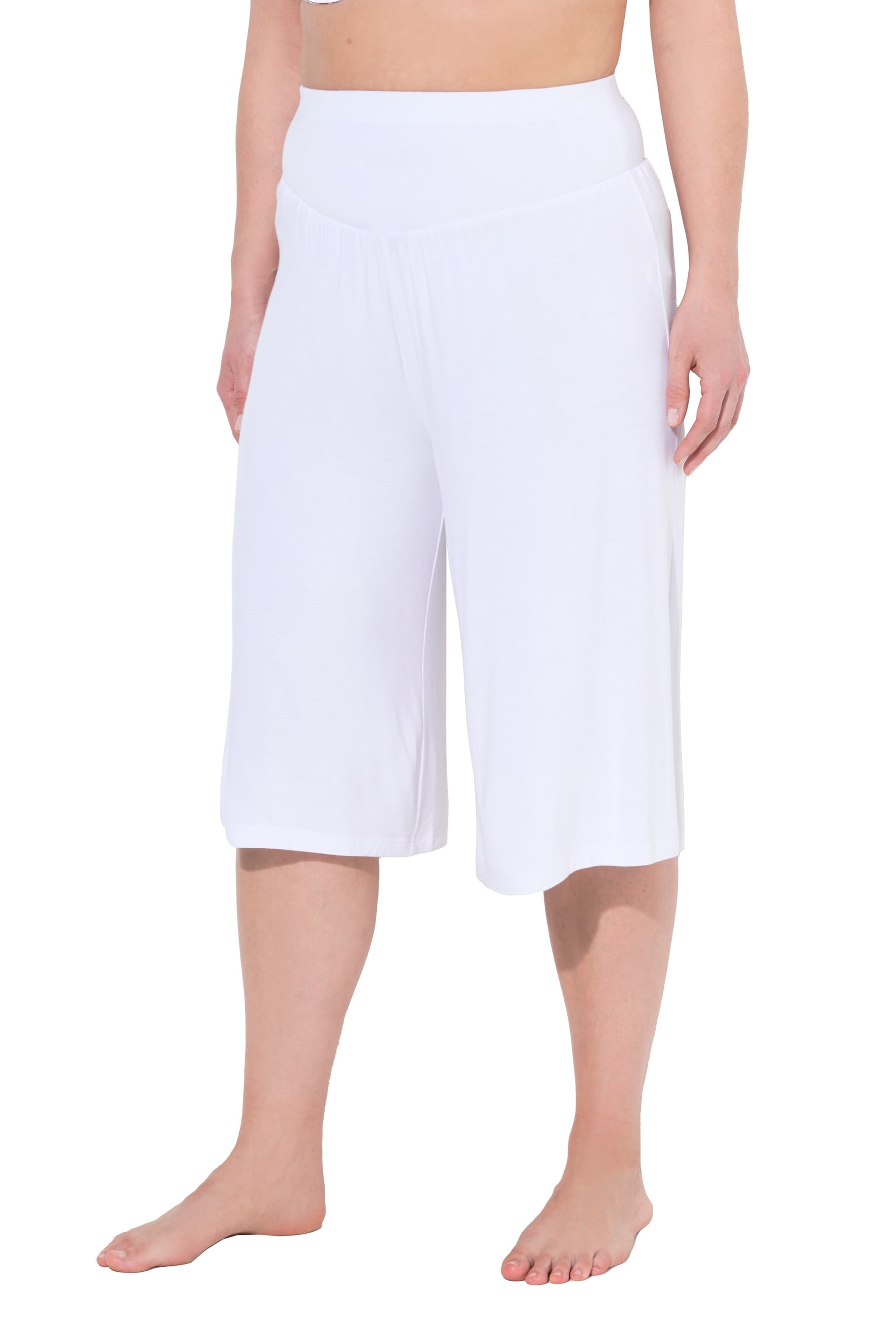 Ulla Popken Wide Leg Hose in Weiß: Vorderseite