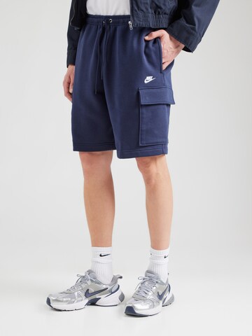 Nike Sportswear Свободный крой Брюки-карго 'CLUB' в Синий: спереди