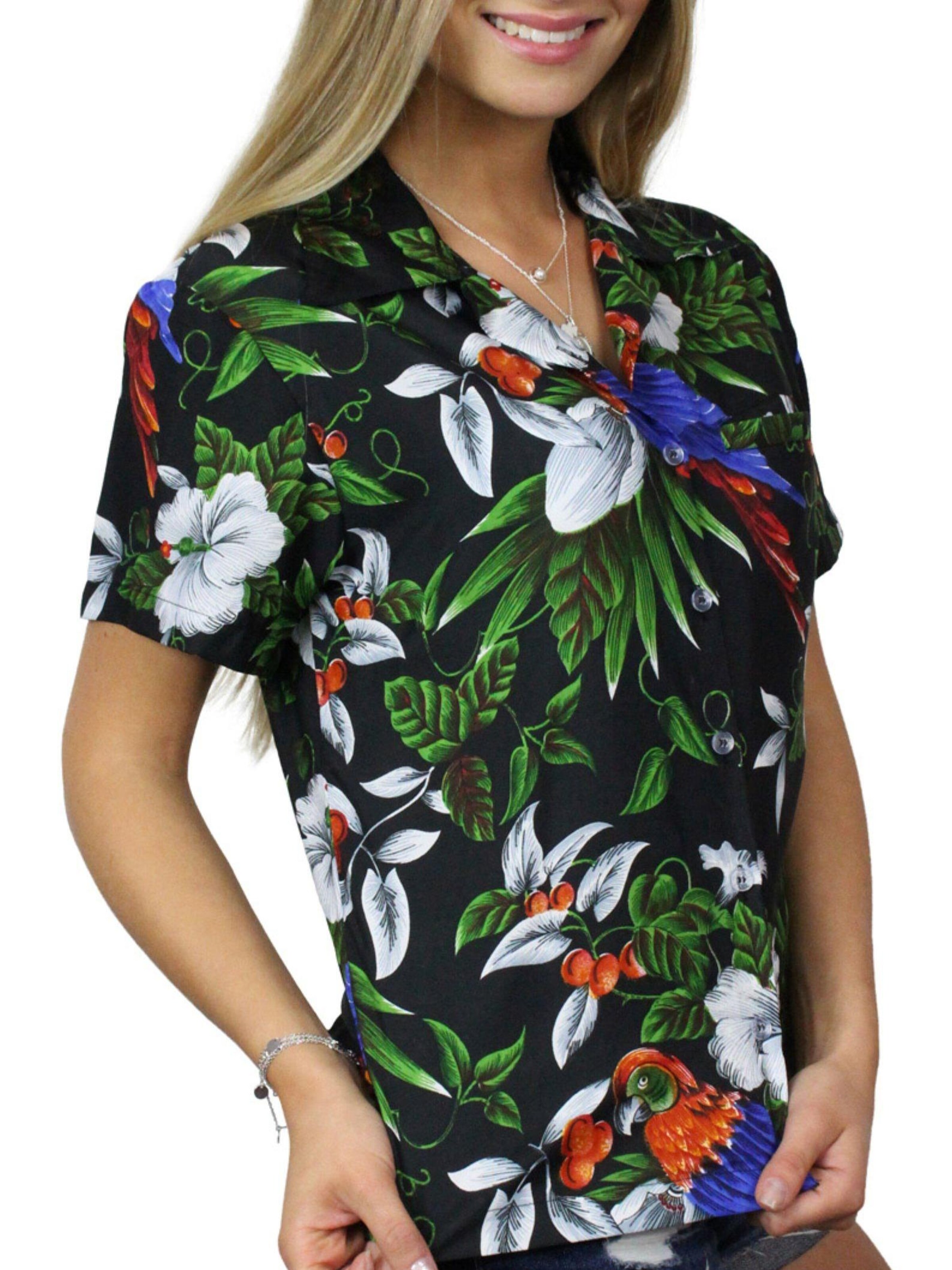 King Kameha Bluse 'Cherryparrot'‌‌‌‌‌‌‌‌‌‌ in Schwarz
