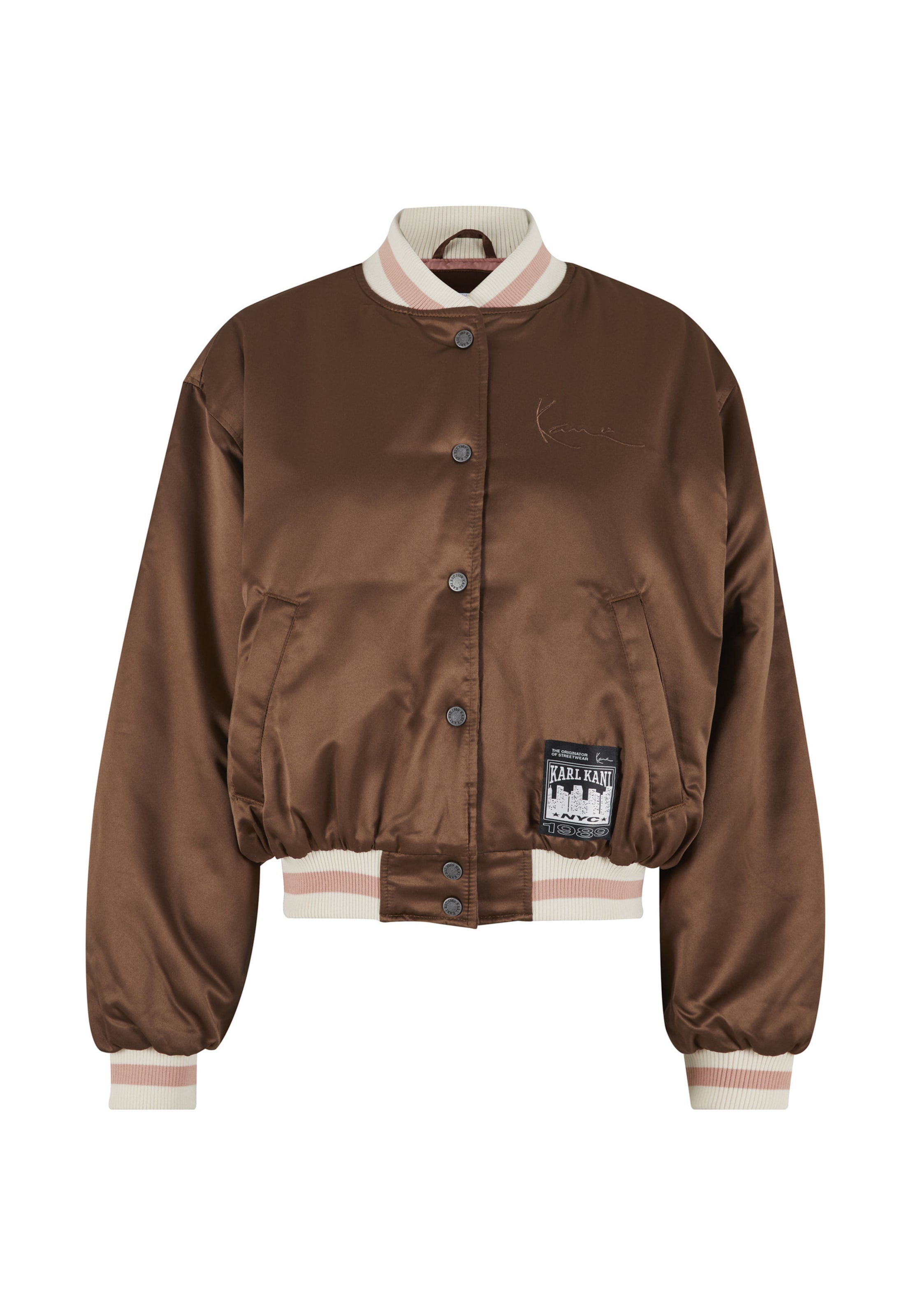 Karl Kani Tussenjas 'Signature Bowling' in Bruin: voorkant