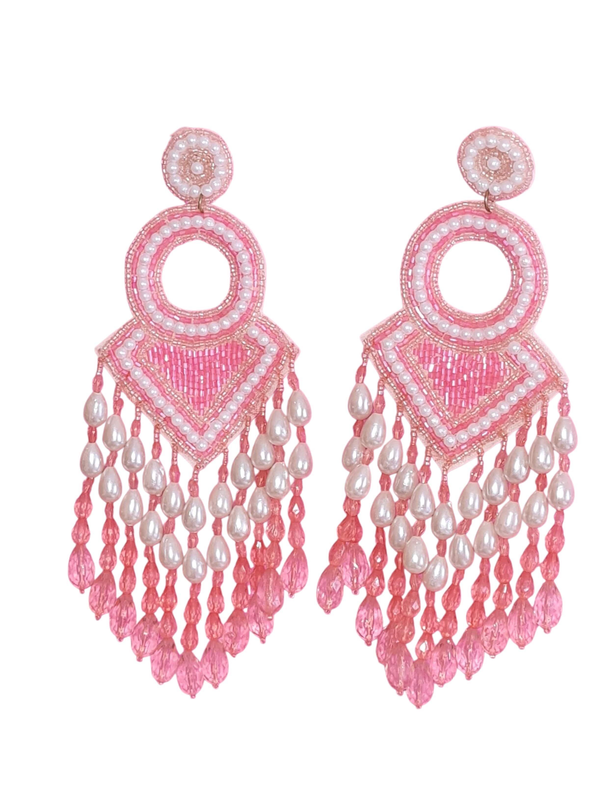 PfauGermany Earrings 'Hangeing Beads' in Pink: front