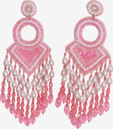 PfauGermany Earrings 'Hangeing Beads' in Pink: front