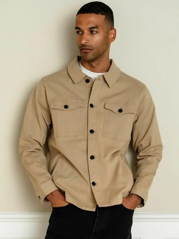 TEESHOPPEN Regular fit Button Up Shirt ' Twill Overshirt ' in Beige