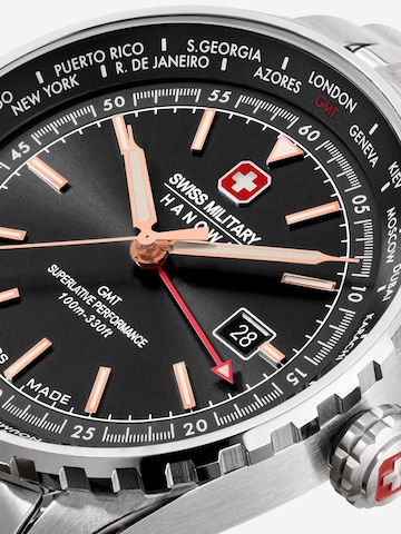 SWISS MILITARY HANOWA Analoog horloge 'Afterburn Gmt' in Zilver