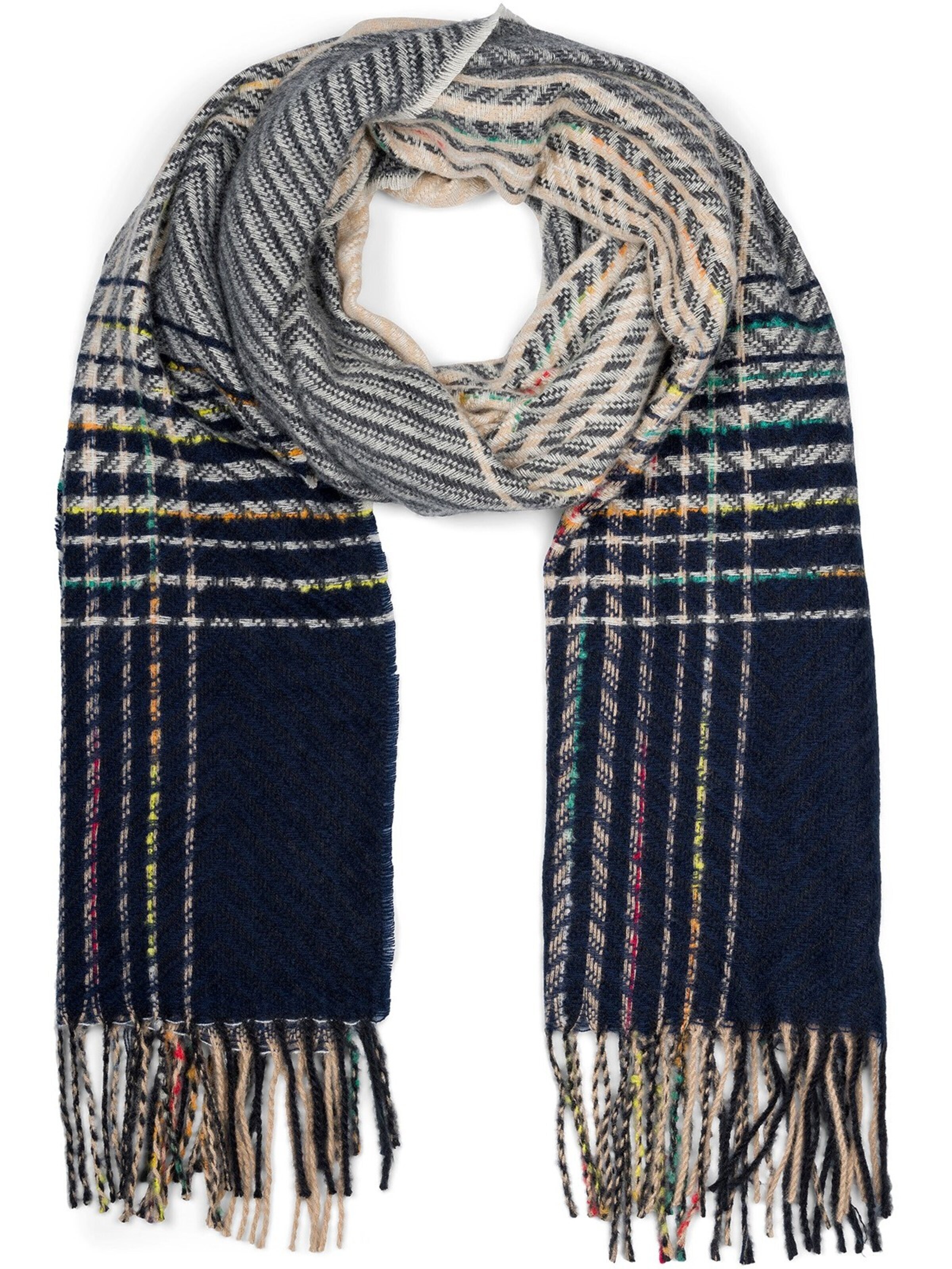 styleBREAKER Schal 'Feinstrick Schal Zick-Zack gestreift'‌‌‌‌‌‌‌‌‌ in Beige: Vorderseite
