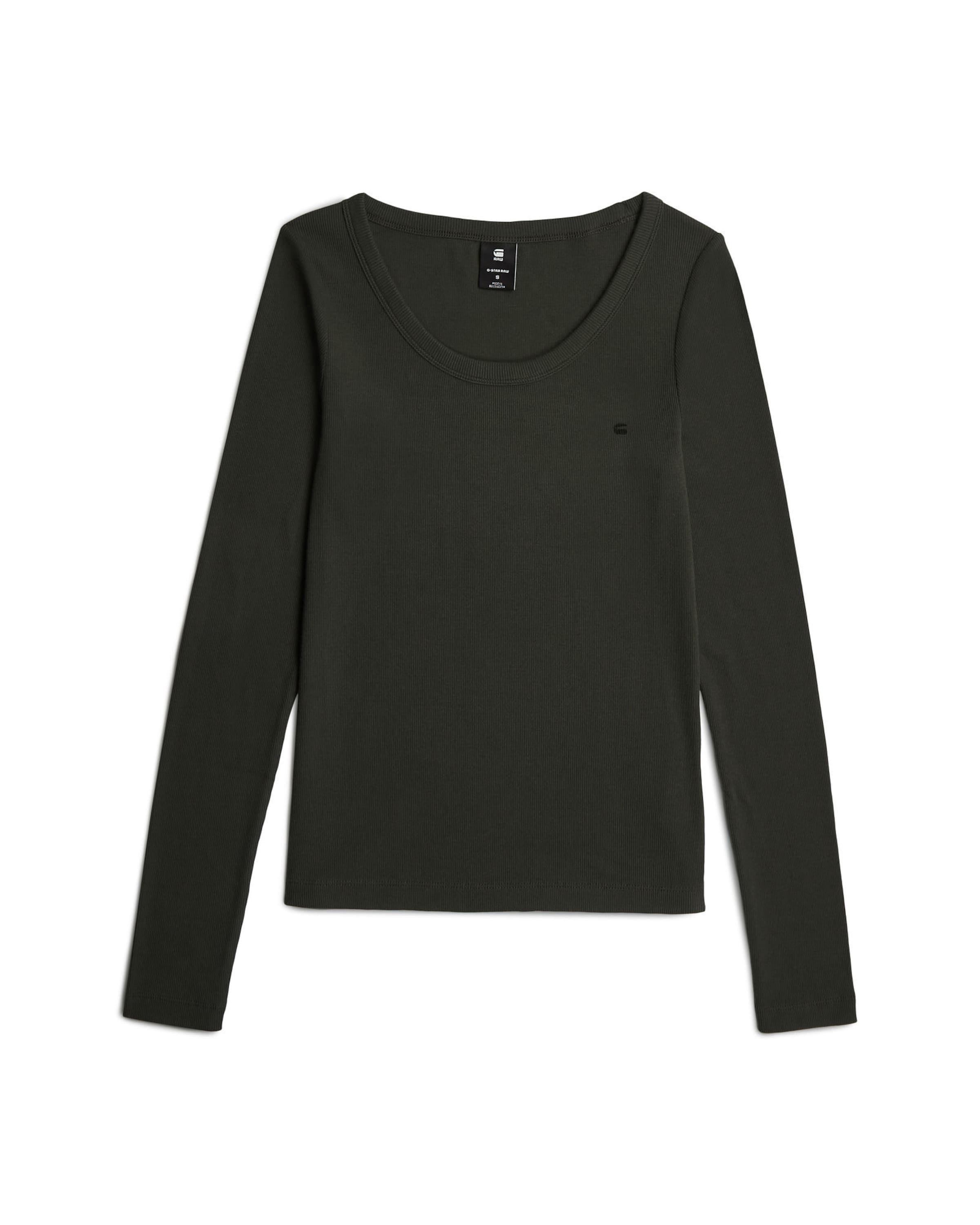 G-STAR Shirt 'Slim Rib Open Neck' in Green: front