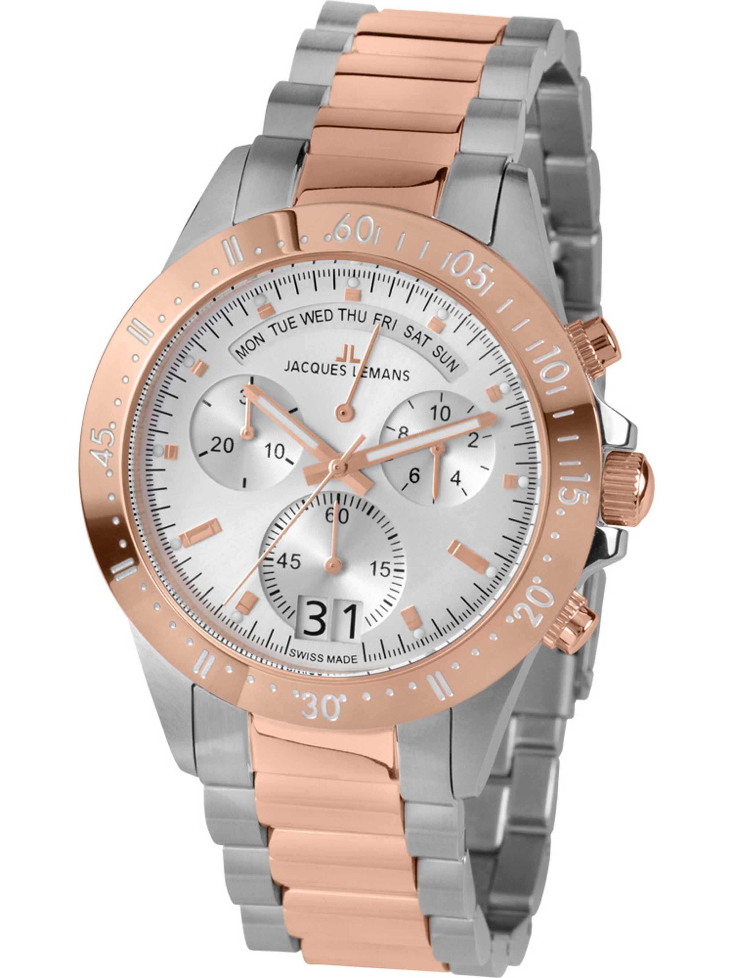 Jacques Lemans Uhr in Pink: Vorderseite