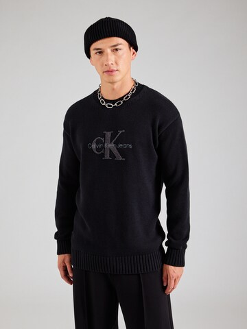 Pull-over 'CHENILLE' Calvin Klein Jeans en noir : devant
