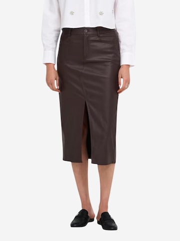 Gonna 'ONLBITTEN FAUX LEATH PENCIL SKIRT CC OTW 15373299' di ONLY in marrone: frontale