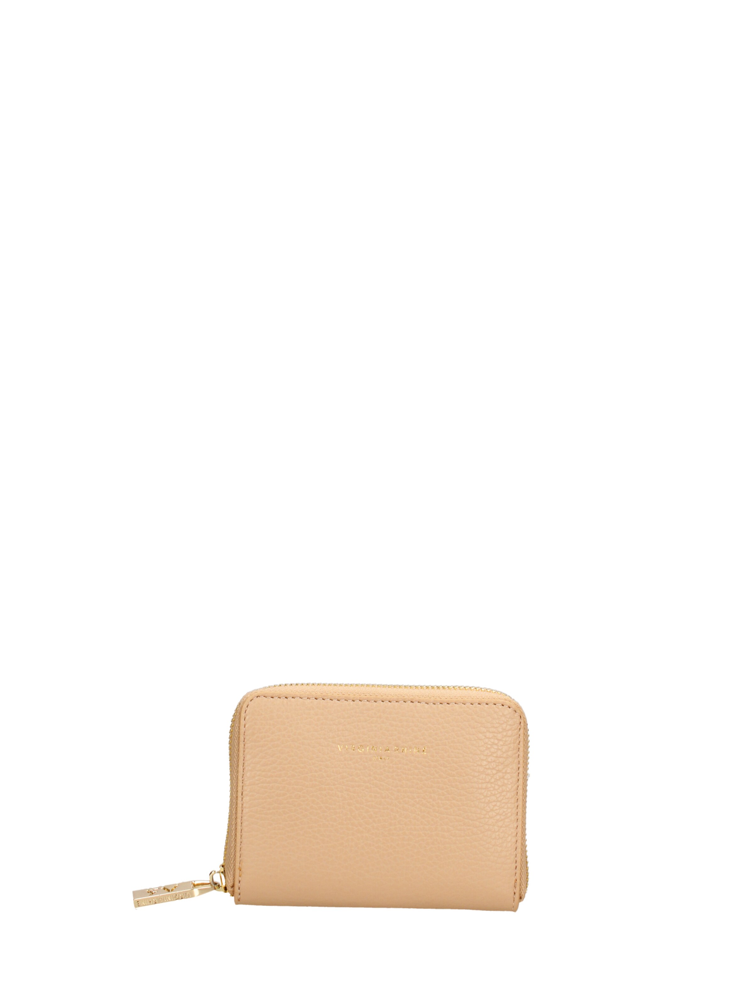 Portamonete 'Portafoglio donna pelle dollaro Made in Italy - Chiusura zip' di Virginia Rhinè in beige: frontale