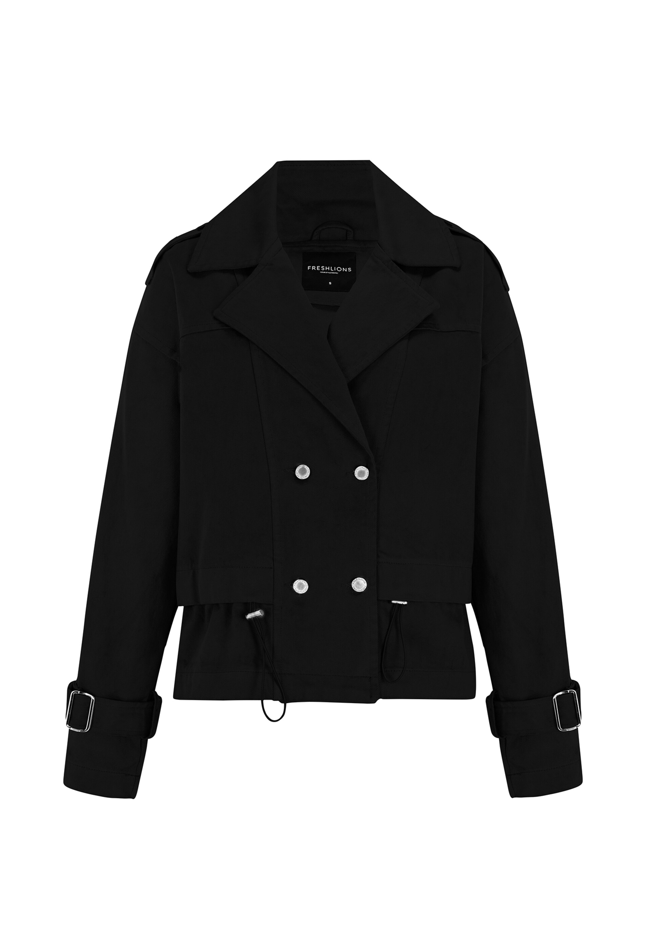 FRESHLIONS Trenchcoat in Schwarz: Vorderseite