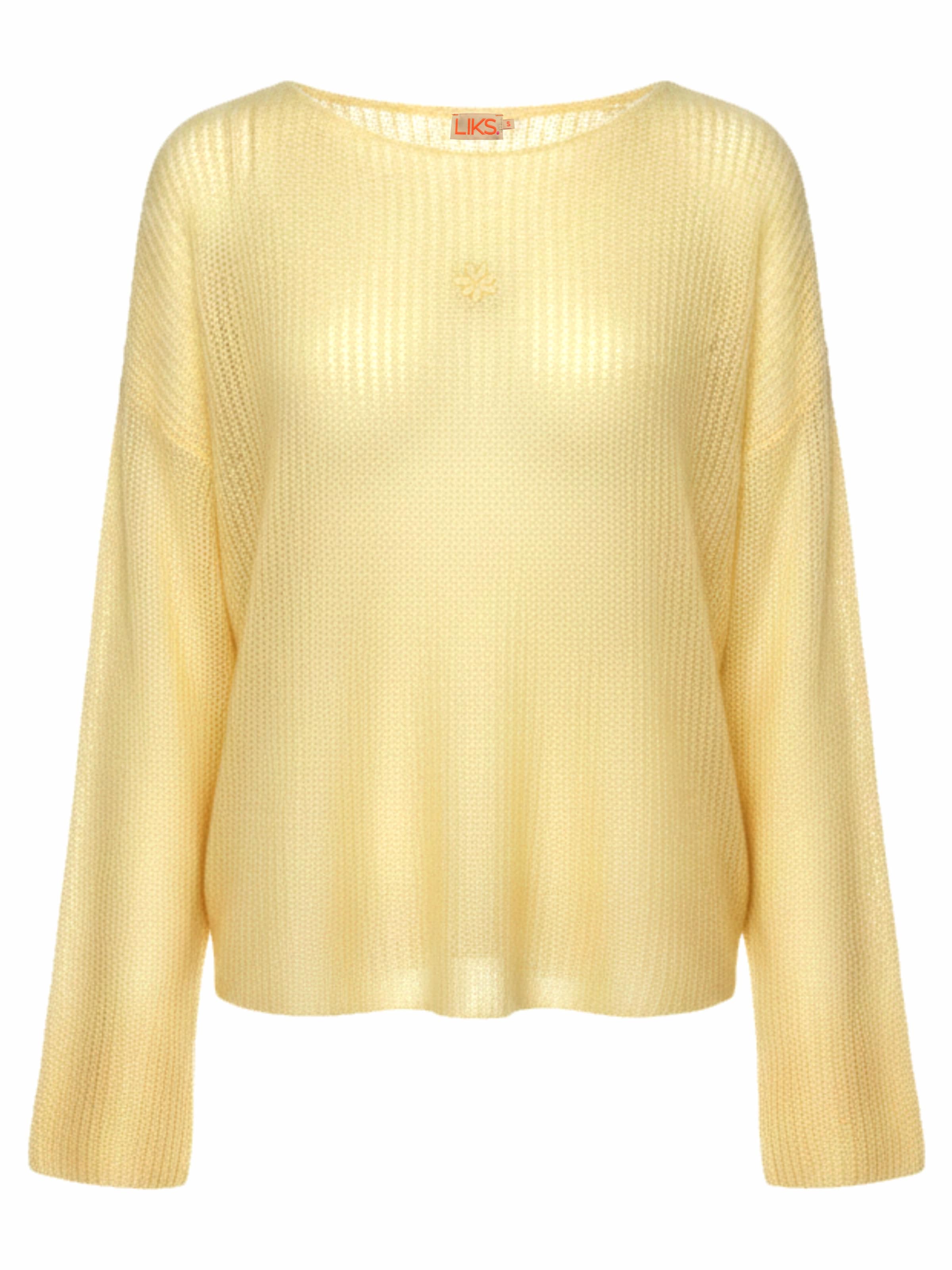 LIKS. Munich Sweater 'Leichter Strickpullover mit Herzblume' in Yellow: front