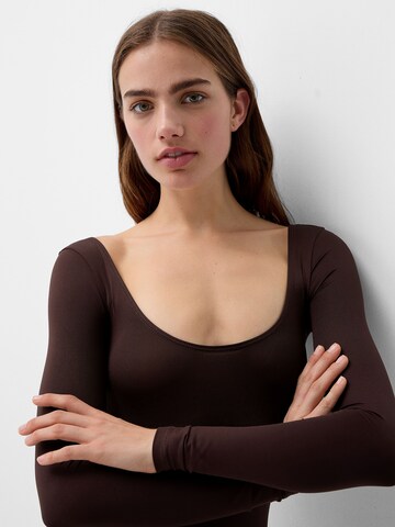 Bershka Shirt bodysuit in Brown