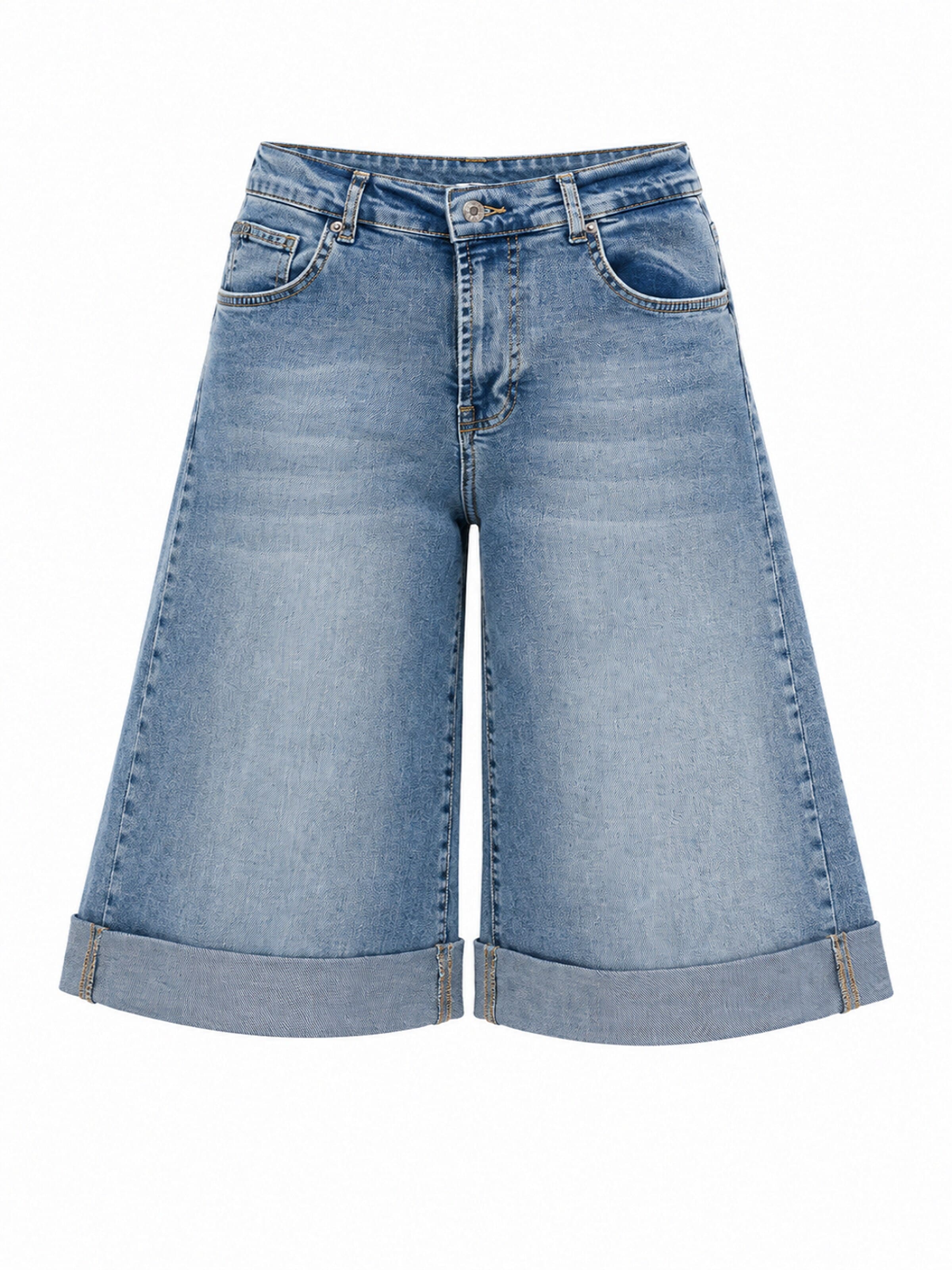 IT'S BASIC Loosefit Jeans 'ELASTICATED BERMUDA DENIM SHORT' in Blauw: voorkant