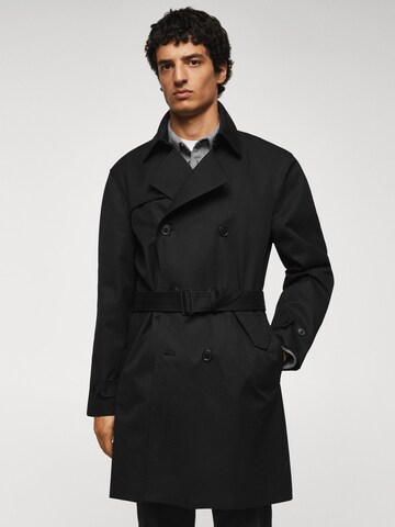 Manteau mi-saison MANGO MAN en noir : devant