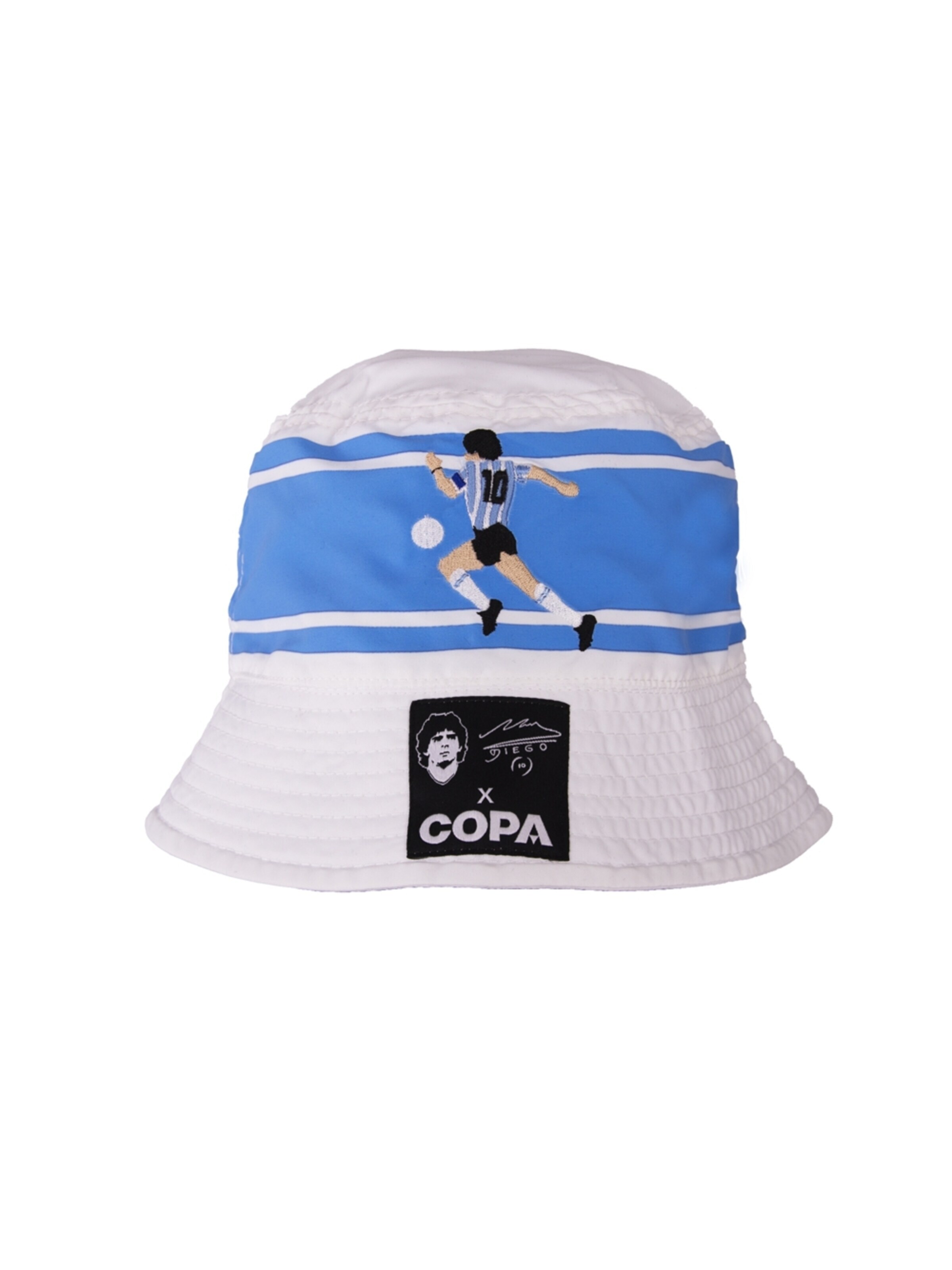 COPA FOOTBALL Hat 'Maradona x COPA Argentina Embroidery Bucket Hat' in Blue: front