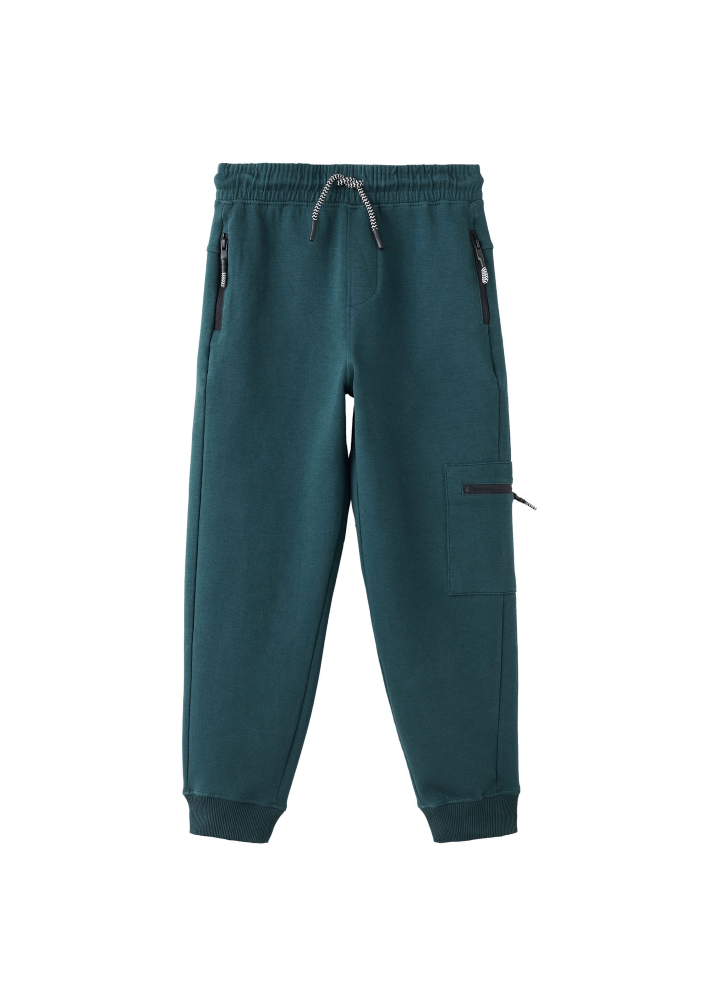 MANGO KIDS Tapered Byxa 'ZIPSETC' i grön: framsida