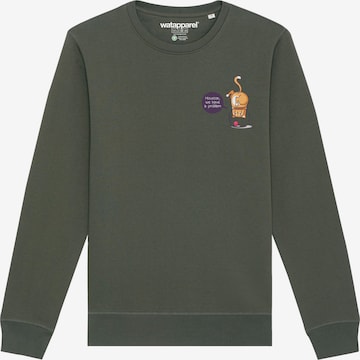 Watapparel Sweatshirt 'Funny Cat' in Grün: Vorderseite