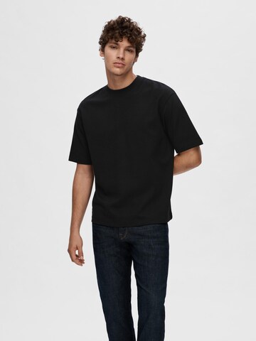 T-Shirt 'SLHOscar' SELECTED HOMME en noir : devant