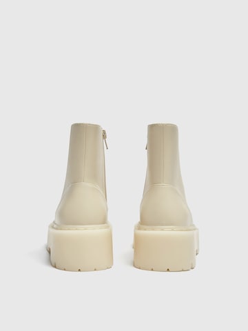 Pull&Bear Lace-Up Ankle Boots in Beige