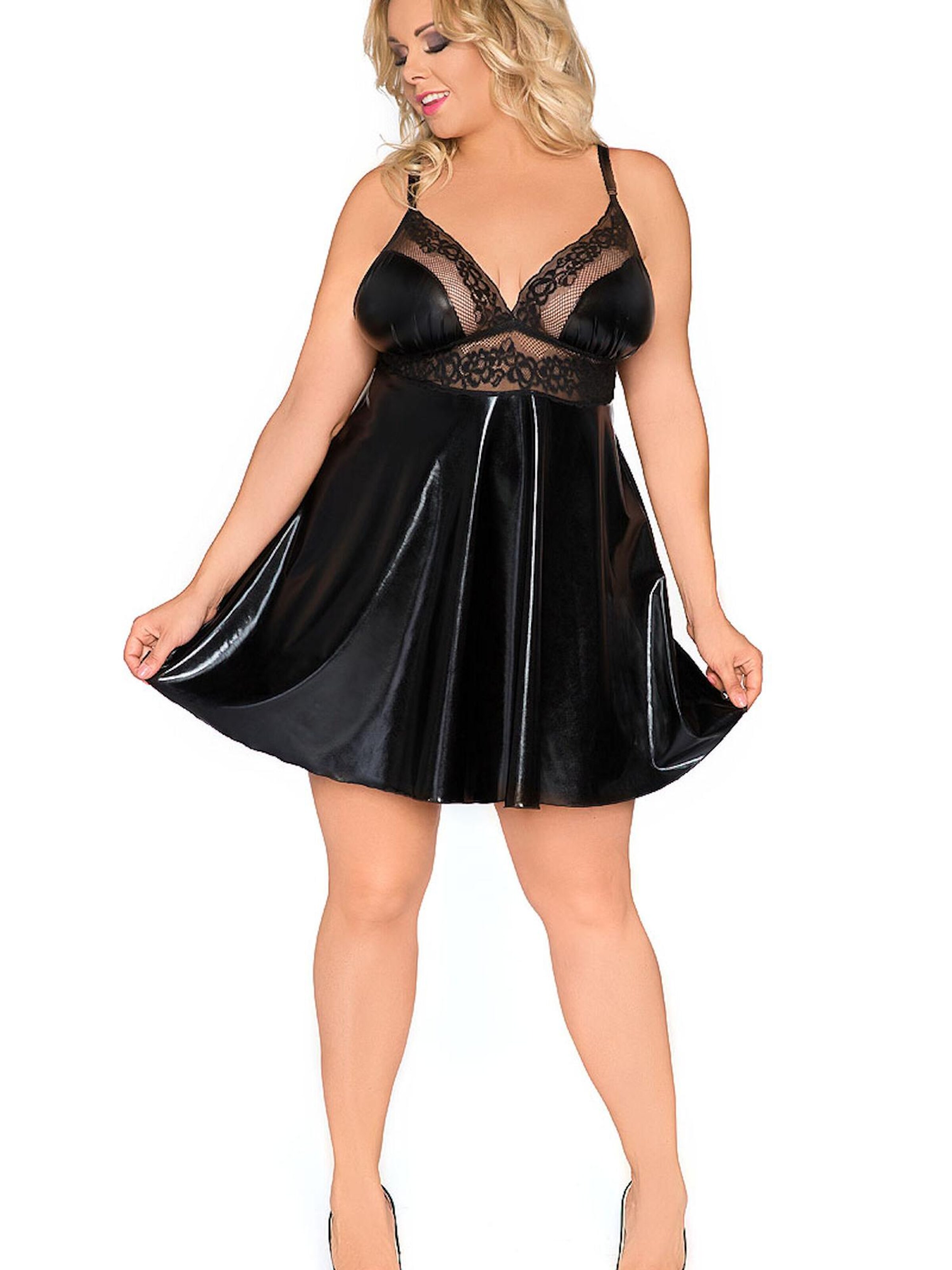 Andalea Negligée 'Wetlook-Babydoll Z/5001'‌ in Schwarz