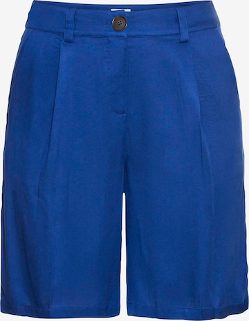 SHEEGO Pleat-Front Pants in Blue: front