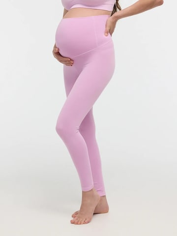 cfab Skinny Leggings 'Seamless Umstandsleggings mit hohem Bund' in Purple