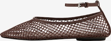 MANGO Ballet Flats with Strap 'Perse' in Brown: front