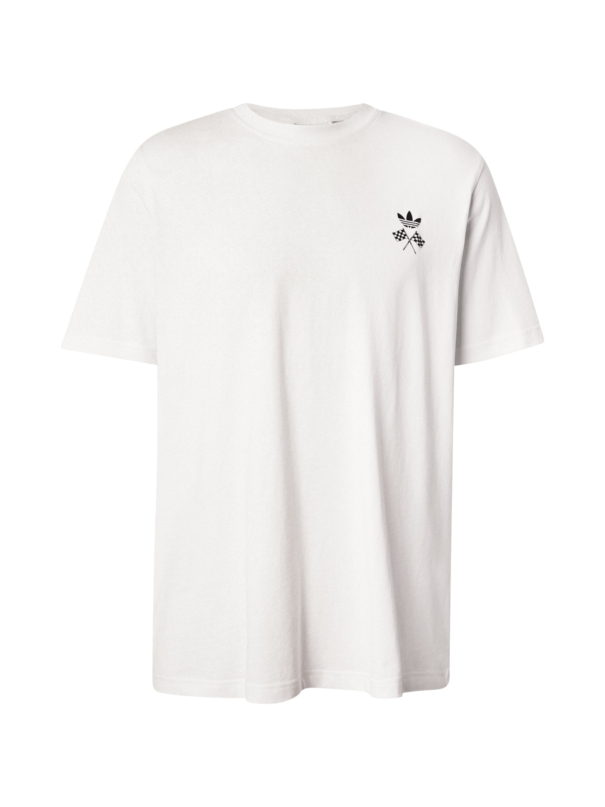 balta ADIDAS ORIGINALS Marškinėliai 'RACING CAR': priekis