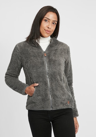 Oxmo Fleece jas 'Telsa' in Grijs: voorkant