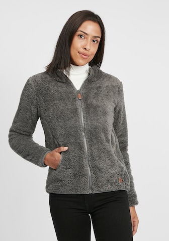 Oxmo Zip-Up Hoodie in Grey: front