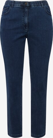 Ulla Popken Slimfit Jeans in Blauw: voorkant