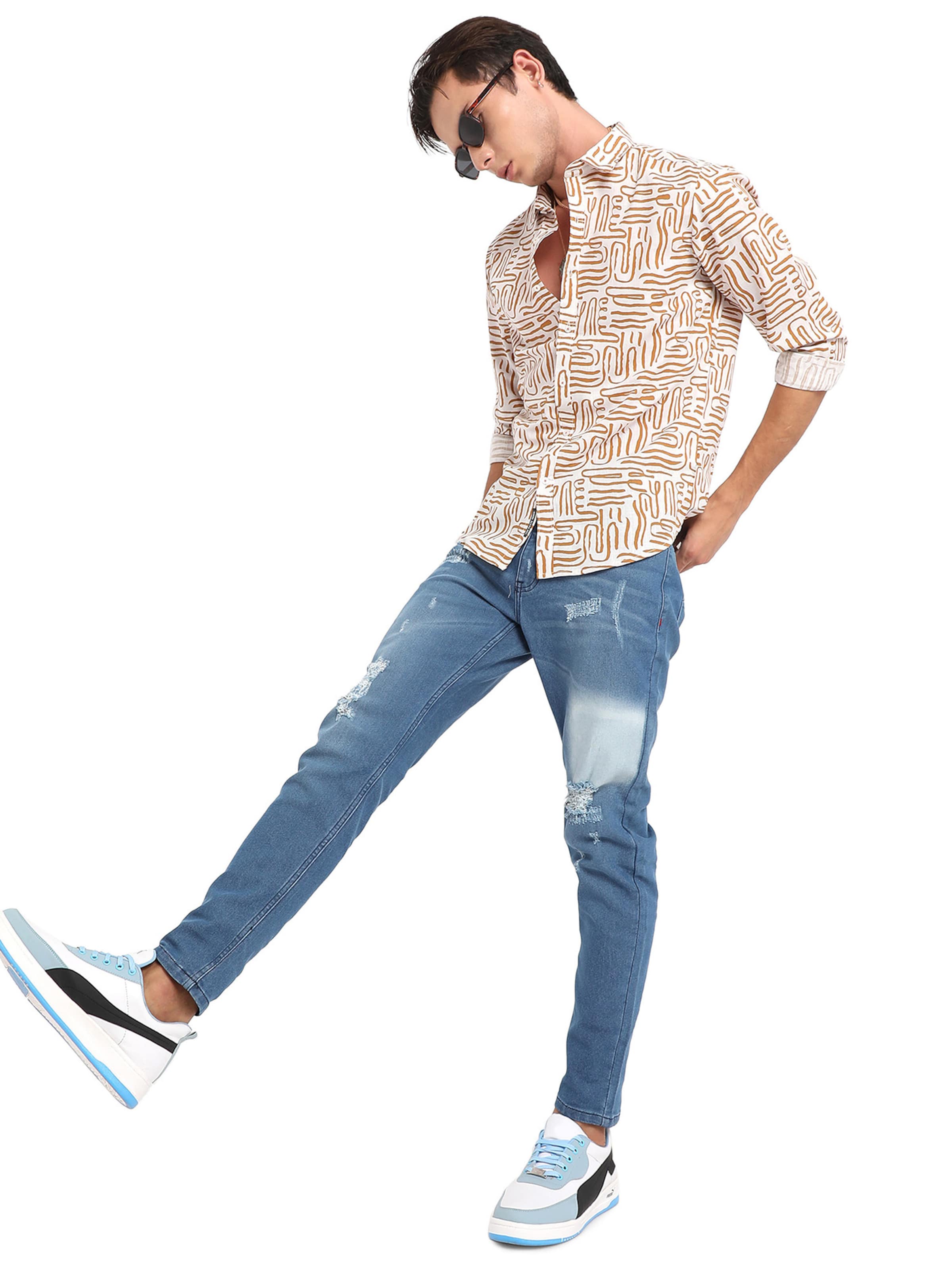 Campus Sutra Regular fit Риза в кафяво