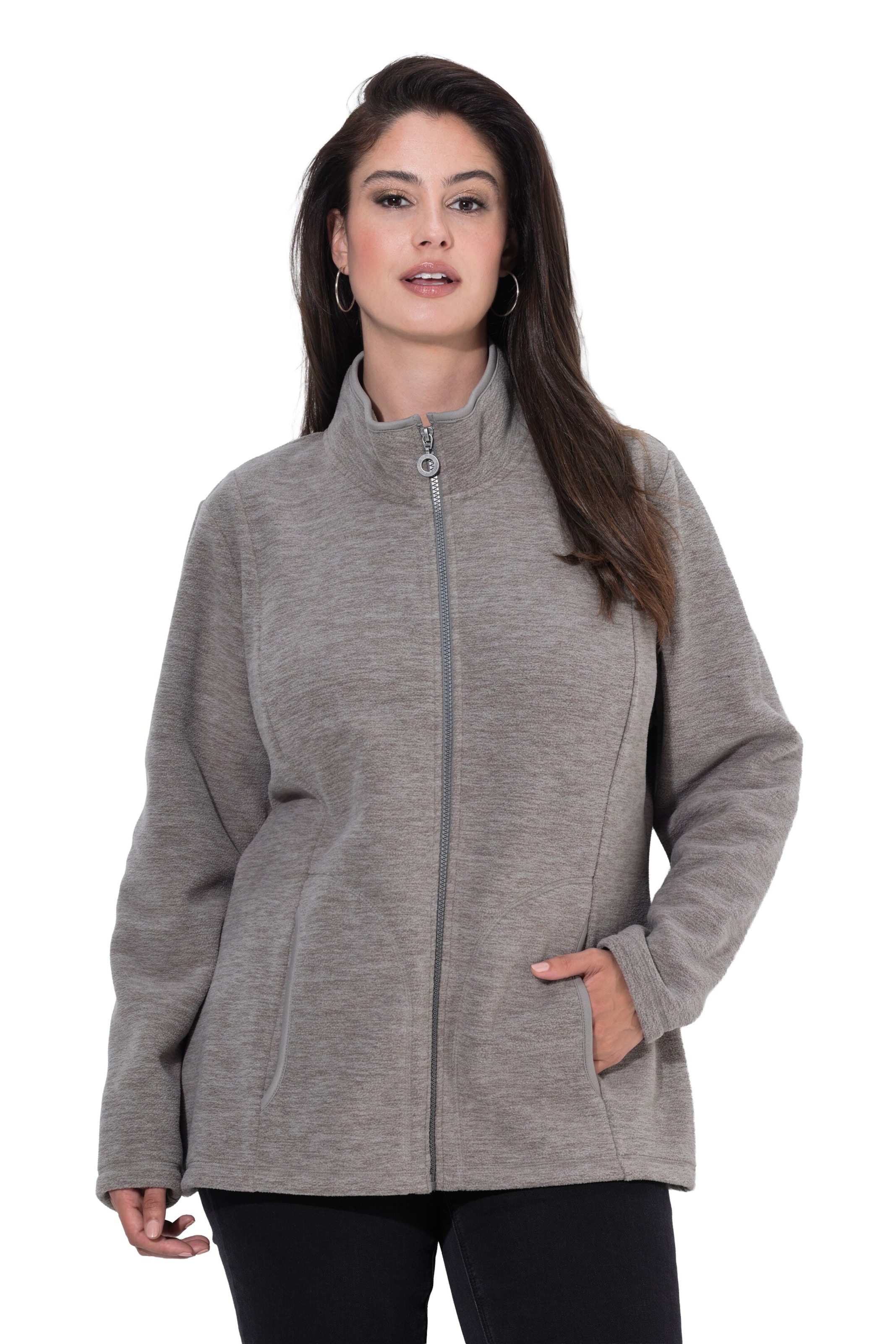 Ulla Popken Sweatjacke in Grau: Vorderseite