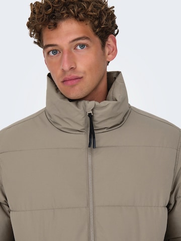 Geacă de iarnă 'ONSPACK' de la Only & Sons pe maro