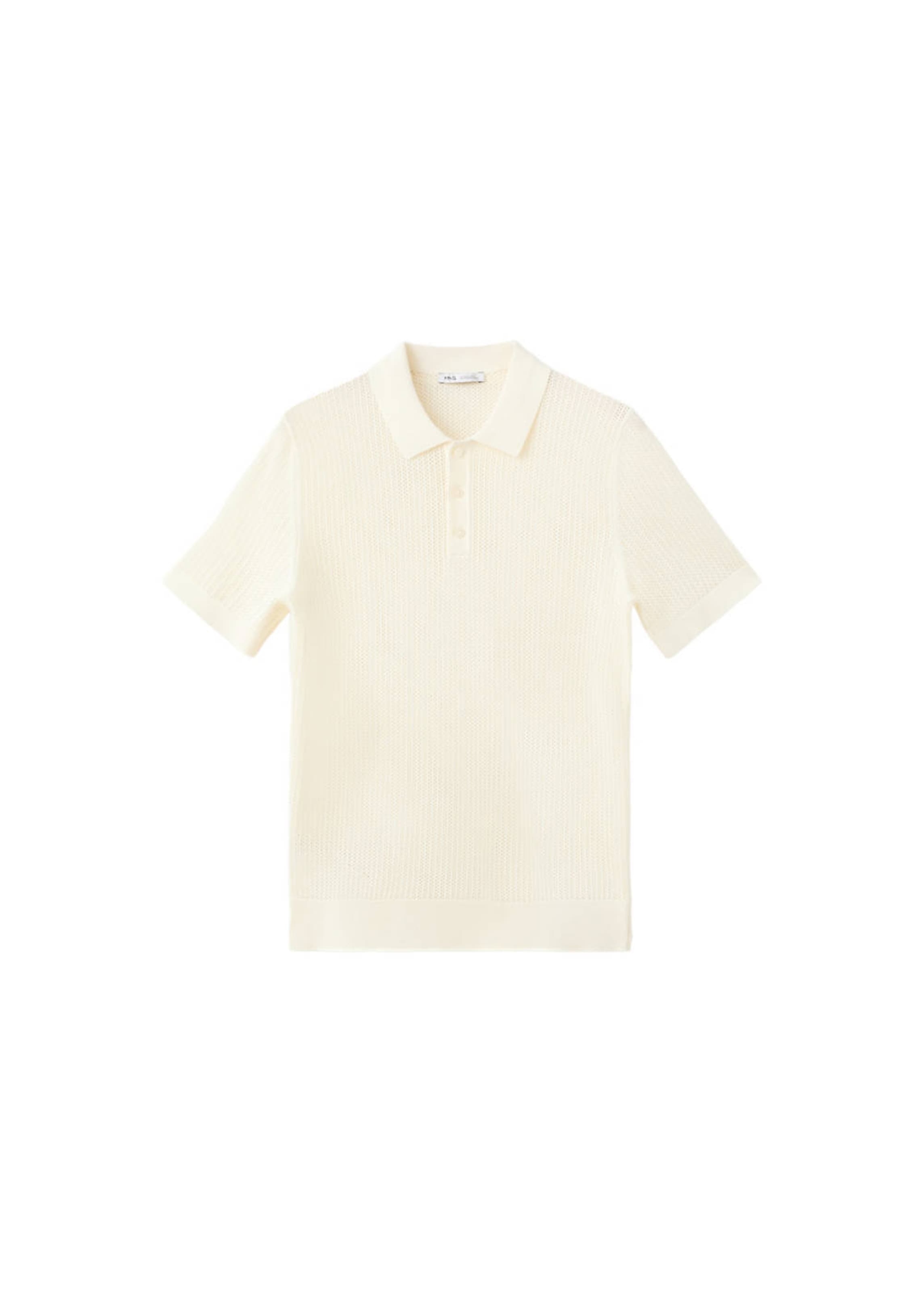 MANGO MAN Shirt 'Pointele' in S in weißmeliert, Produktansicht