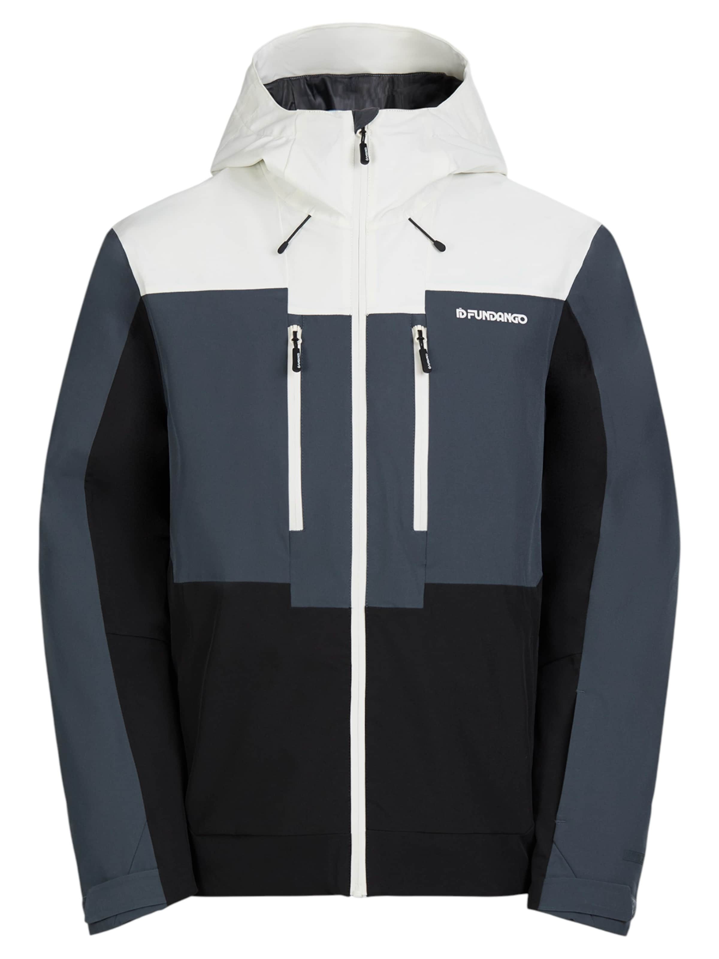 Fundango Outdoorjas 'Nelson Allmountain ' in de kleur Stone grey / Zwart / Wit, Productweergave