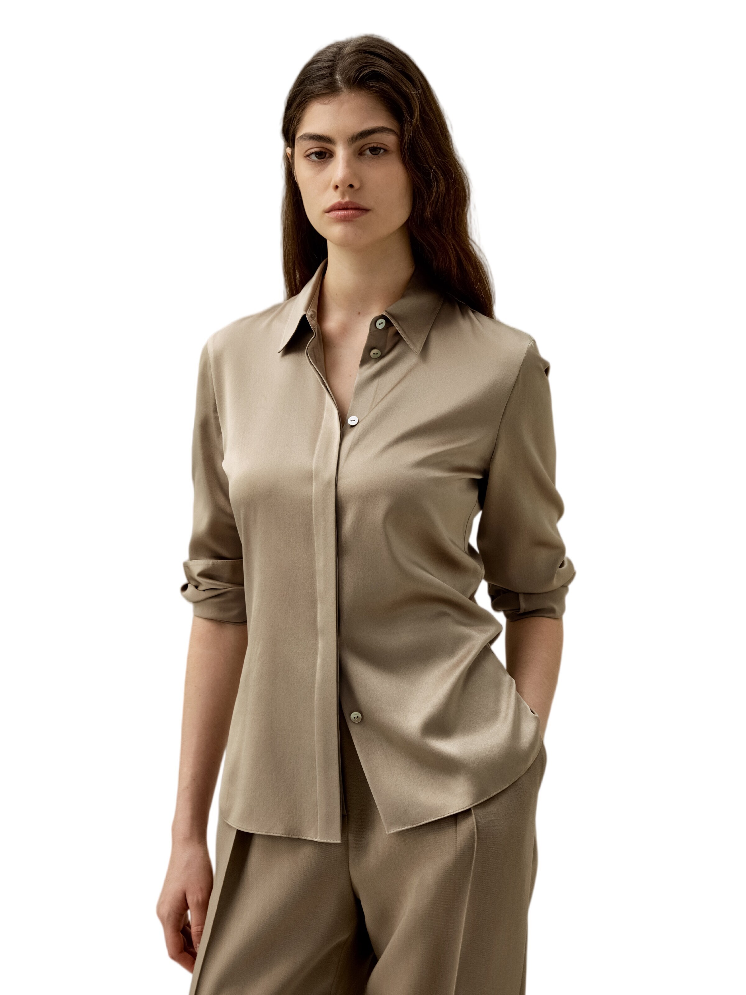 Lilysilk Bluse‌ in Braun: Vorderseite