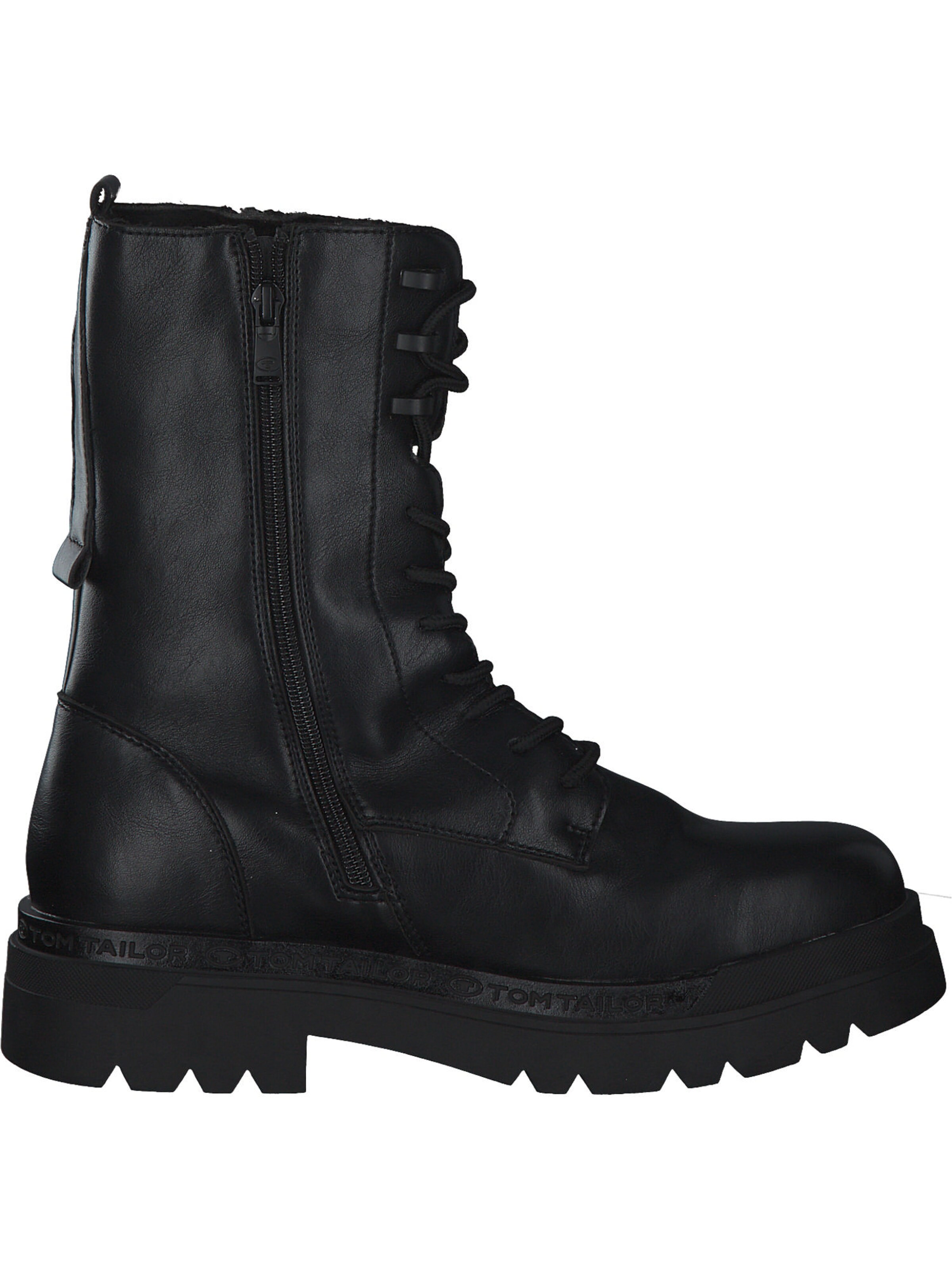 TOM TAILOR Schnürstiefelette in Schwarz