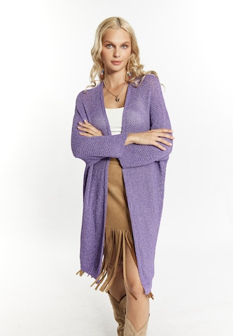 Cardigan IZIA en violet : devant