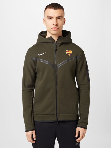 NIKE - Sudadera con cremallera deportiva en verde: frente