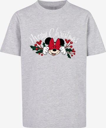 ABSOLUTE CULT Shirt 'Minnie Mouse - Christmas Holly' in Grijs: voorkant